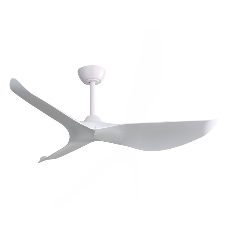 Ventilateur de plafond d'intérieur de 52 pouces sans lumière, moteur à courant continu réversible à 6 vitesses, ventilateur de plafond à 3 pales en ABS blanc pour la chambre à coucher