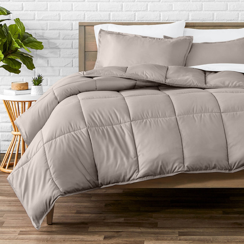 Soft All Season Comforter Set, Oversized King Comforter + 2 King Shams, Khaki