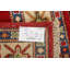 Tapis géométrique rouge / beige / bleu en laine noué à la main 3 pi 3 po x 4 pi 10 po