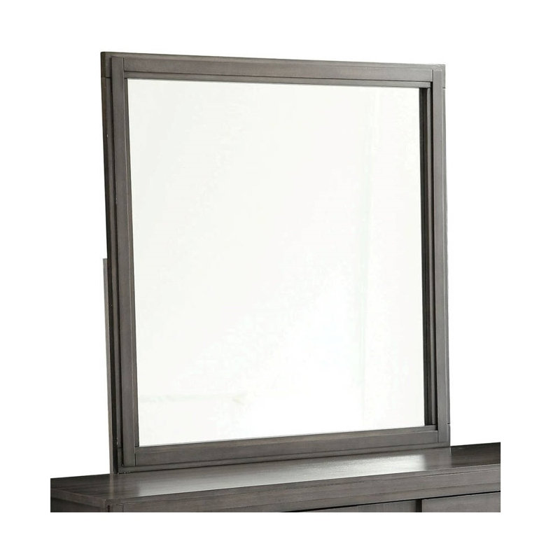 Brooten Wood Rectangle Wall Mirror, Gray