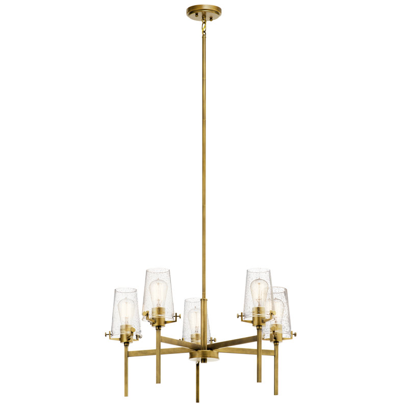 5 - Light Sputnik Sphere Chandelier, Natural Brass