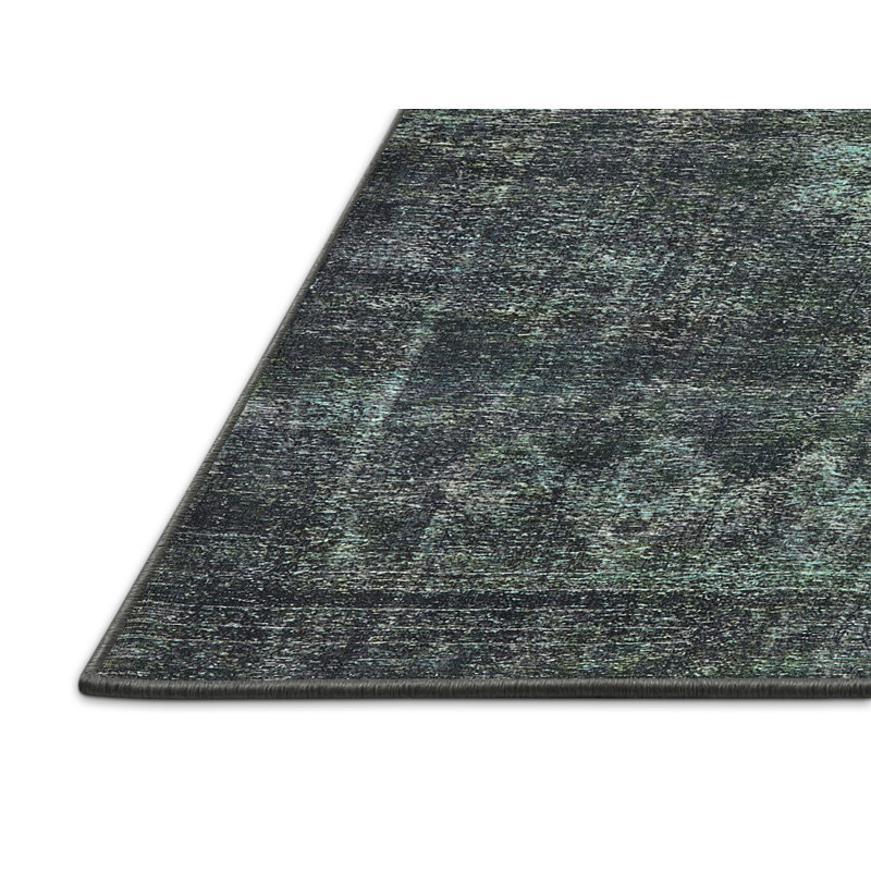Tapis oriental bleu sarcelle / noir, Rectangle 4 pi x 6 pi