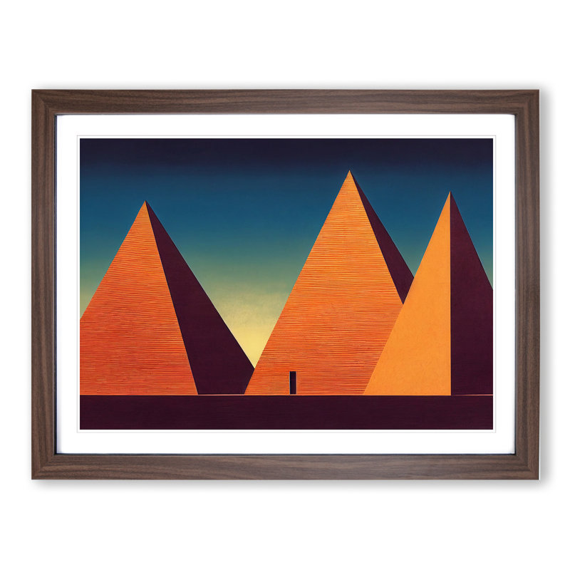 Attractive Pyramids - Single Picture Frame Print, 34cm H x 46cm W x 2cm D, Walnut