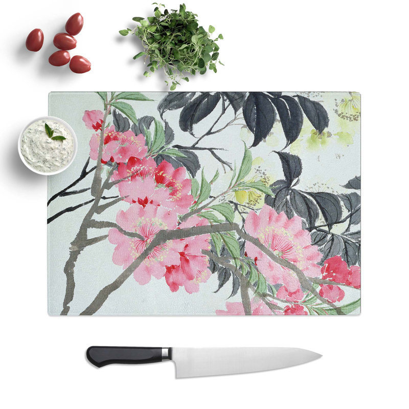 Tempered Glass Blossoms by Zhao Zhiqian Chopping Board, 39 cm W x 28.5 cm L