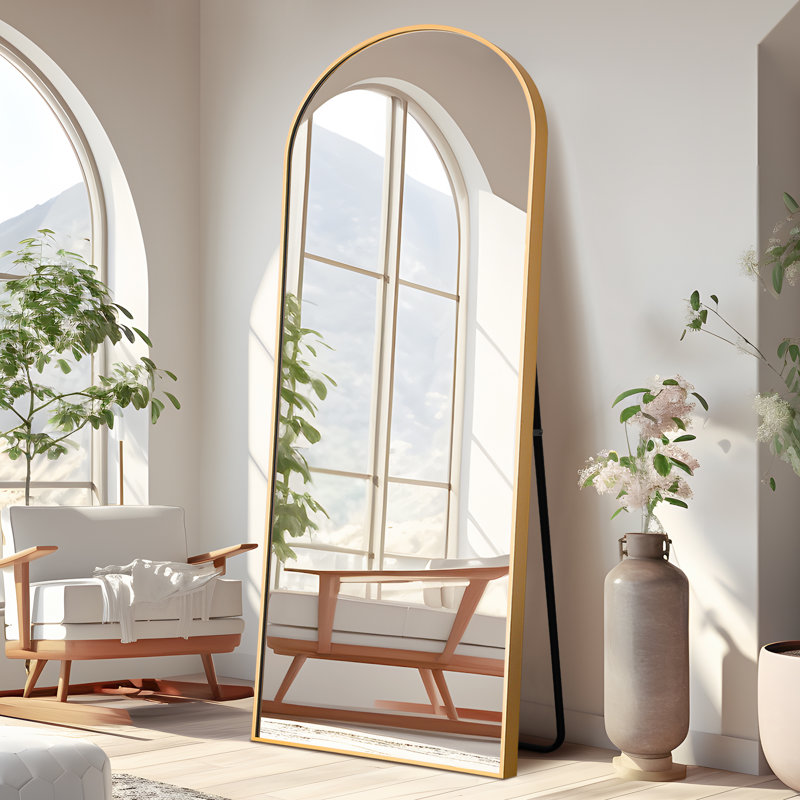 Grand miroir de plancher arqué pleine longueur, Or, 64 po x 21 po