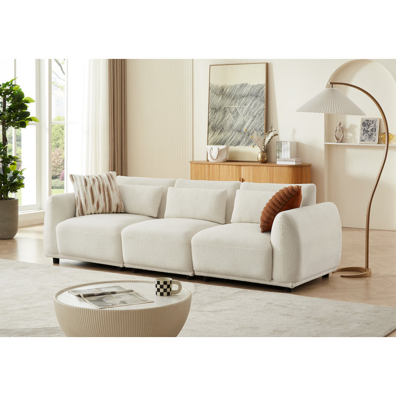 Canapé modulaire 3 pièces Aribeth, Beige / Blanc