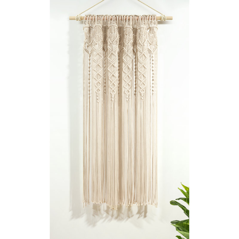 Lush Decor Boho Macrame Textured Cotton Single Curtain Panel, Neutral