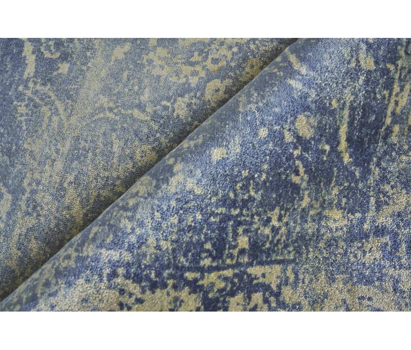 Cassina Oriental Hand Loomed Denim/Gold Area Rug, Rectangle 10' x 14'
