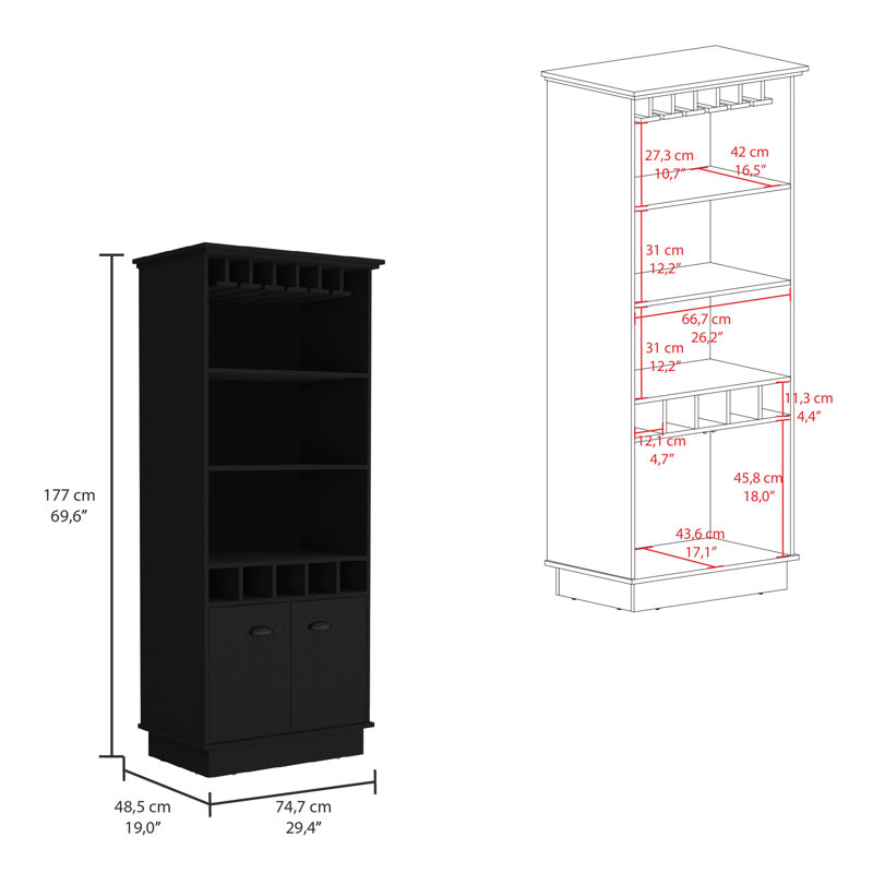 Aunaleigh 19'' Bar Cabinet, Black