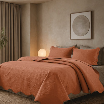 Floral Embossed Microfiber Quilted Bedspread Set