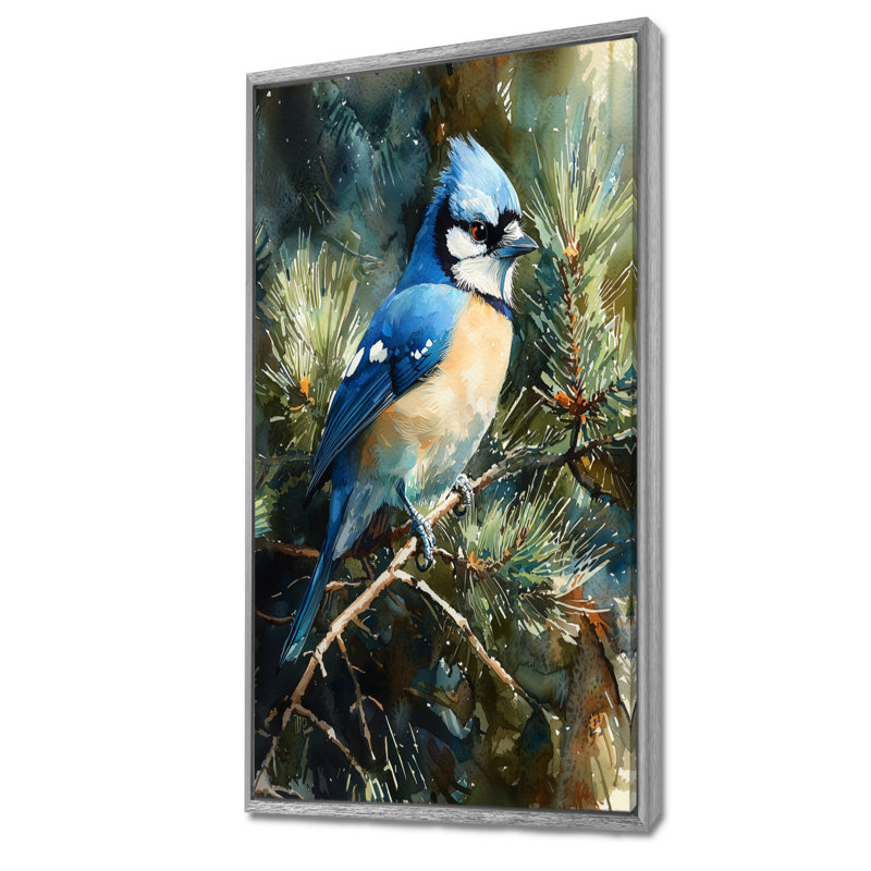 Harada - animaux, art mural sur toile, H 60 po x l 28 po, Impression encadrée flottante, Argent argent