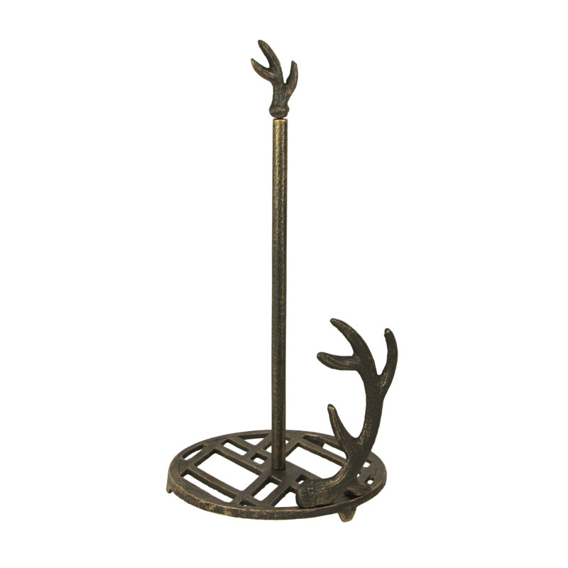 Rustic Bronze Cast Iron Deer Antler Paper Towel Holder