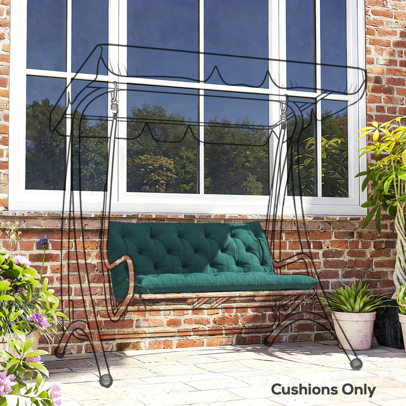 Outdoor Seat Cushion, 100 cm W x 98 cm D, 8 cm, Green