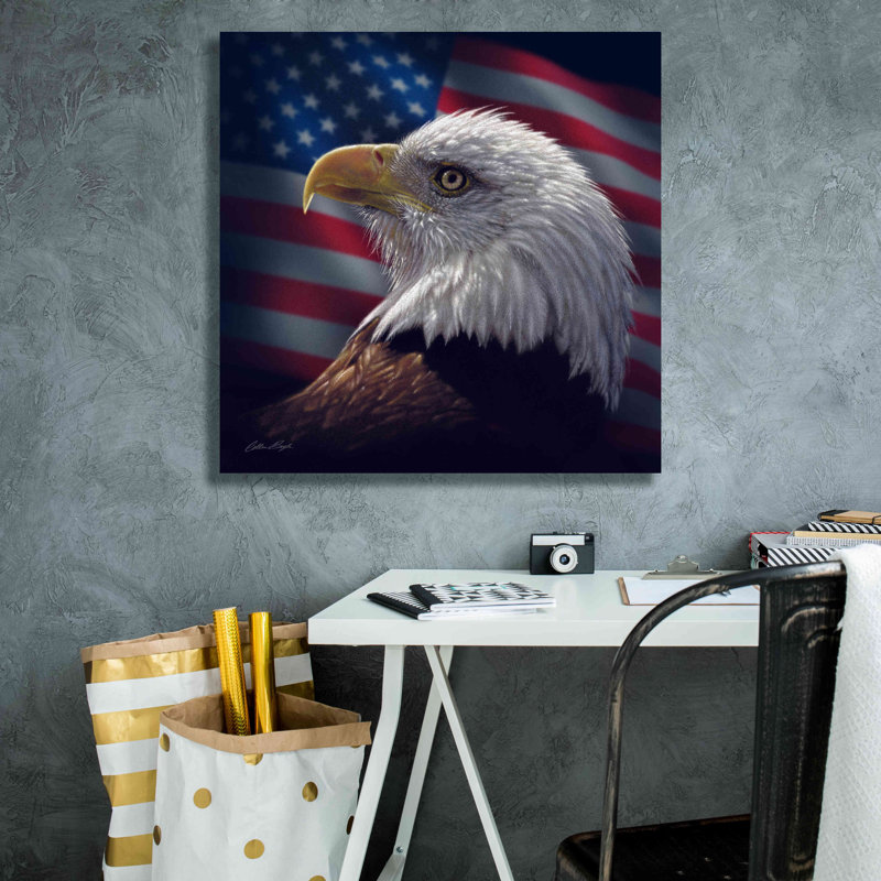 «American Bald Eagle» par Collin Bogle, art mural sur toile, H 26 po x l 26 po x P 1,5 po