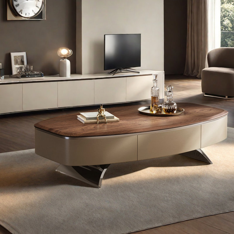 Solid Walnut Wood Coffee Table with Storage