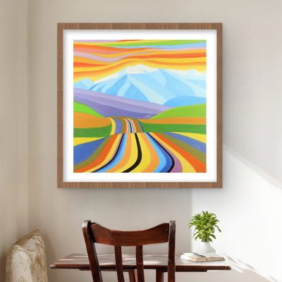 Mountain Road Multicolored Framed Print | Home Decor Art