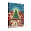 Scène de marché de Noël avec arbre et étals, ensemble de 3 reproductions d'art sur toile-681868410