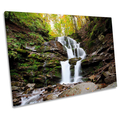Landscape Waterfall Green - Wrapped Canvas Print