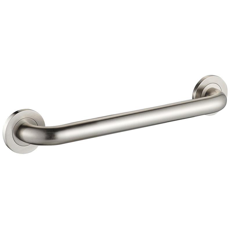 18" Wall-Mounted Round Grab Bar - Brushed Nickel, Premium Brass Construction, Installation Hardware Included, Brushed Nickel