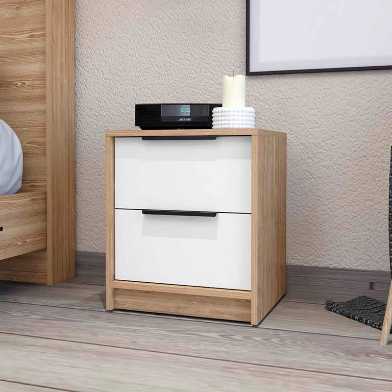 Bedside Table, 2-Drawer Nightstand For Bedroom