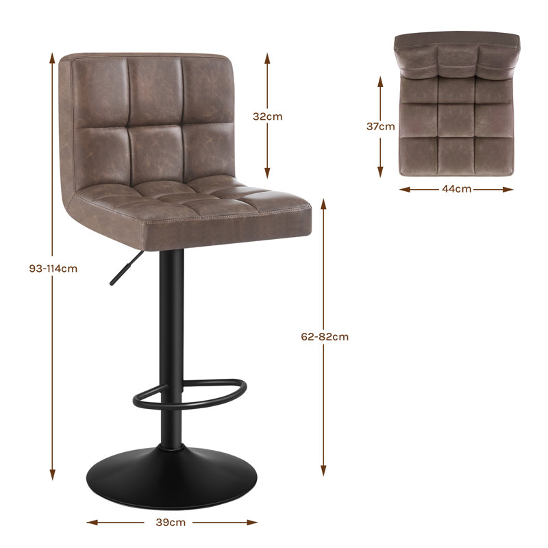 Deristin Swivel Upholstered Adjustable Height Counter Stool with Metal Frame, Dark Brown