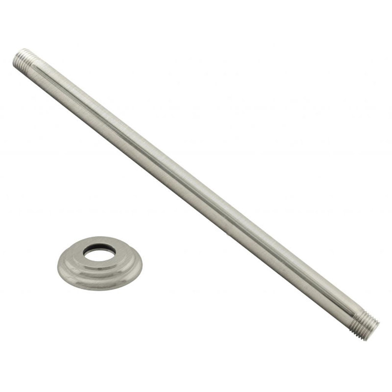 1/2" IPS x 19" Round Ceiling Mount Shower Arm with Flange, Satin Nickel