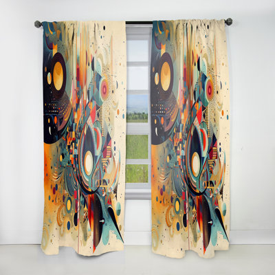Gaurav - Orange Retro Vibe Background II - Modern Velvet Curtain - Room Darkening - 1 panel