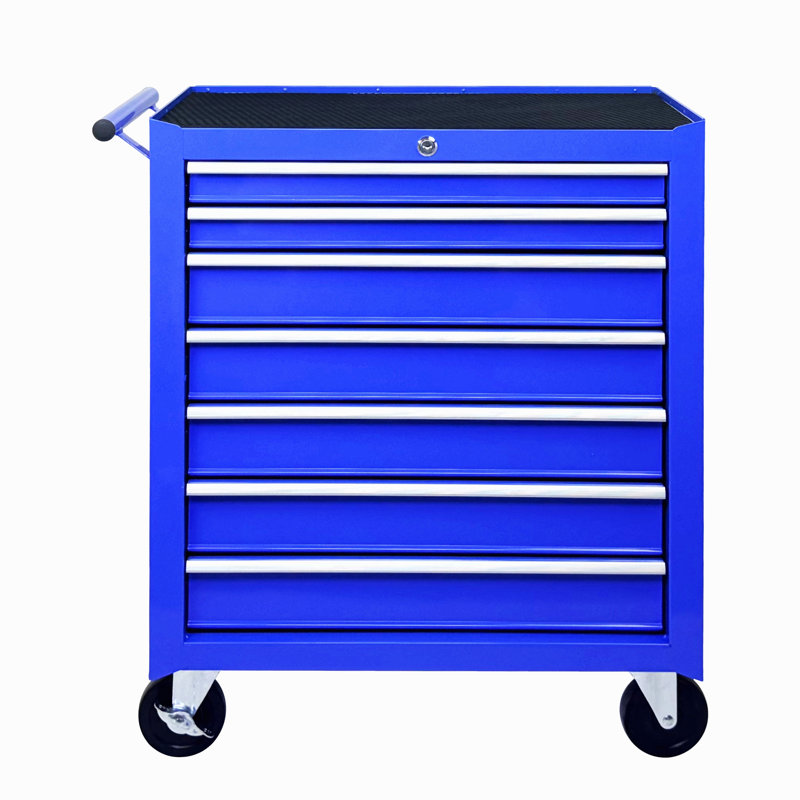 Coffre à outils roulant avec boîte à outils à 7 tiroirs avec roulettes, Bleu