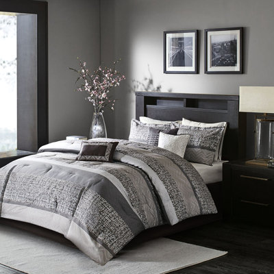 King Bedding - Grey/taupe Decorative Pillows With Comforter 100% Platform