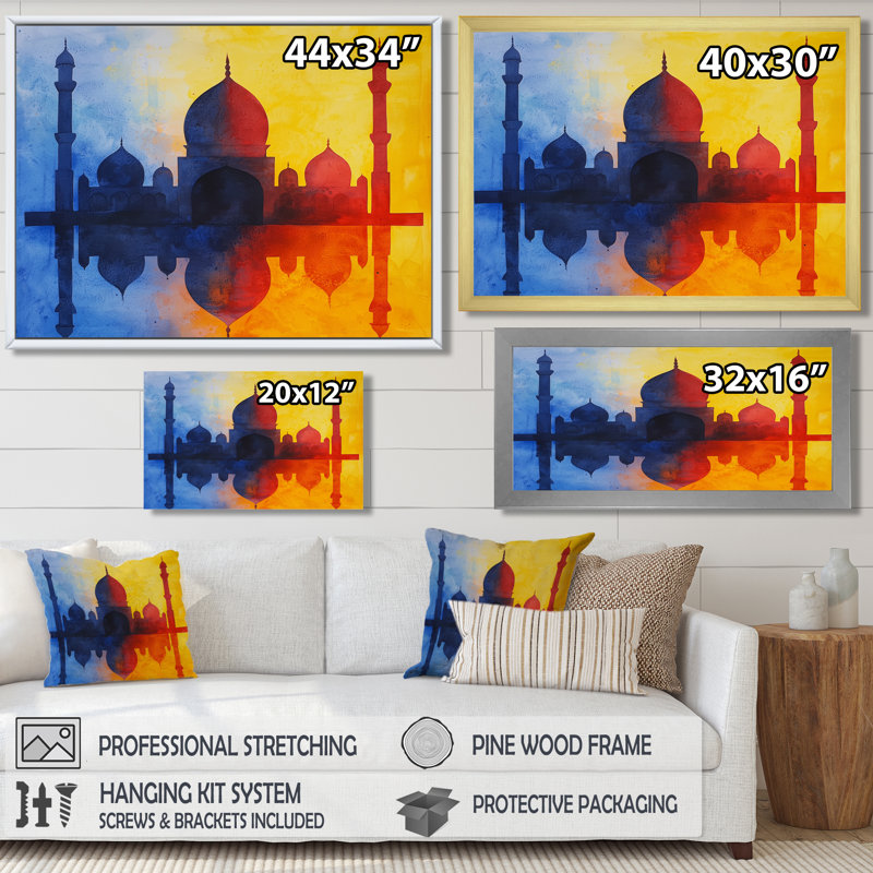 Mosquées au lever du soleil, impression sur toile, H 34 po x l 44 po, Impression dans un cadre flottant sans passe-parto