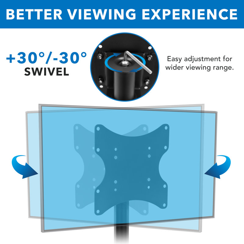 Heavy Duty Black Steel Desk-Mount TV Stand for 23"-43" Screens