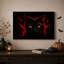 Art sur toile, "Chat noir avec yeux orange brillants et éclats rouges"-1626076109