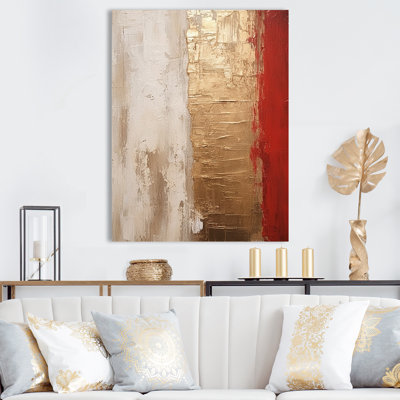 Full Moon Redemption Abstract Gold And Red I - Abstract Painting Wall Decor