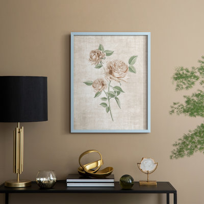 Blushing Rose Botanical I Framed Print - Solid Wood