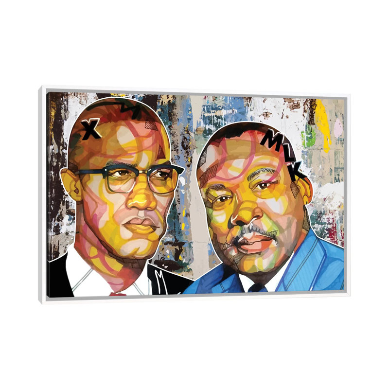 Malcolm X Martin - impression d'art graphique, Pas de tapis, H 40 po x l 60 po x 1,5 po, Toile blanche encadrée