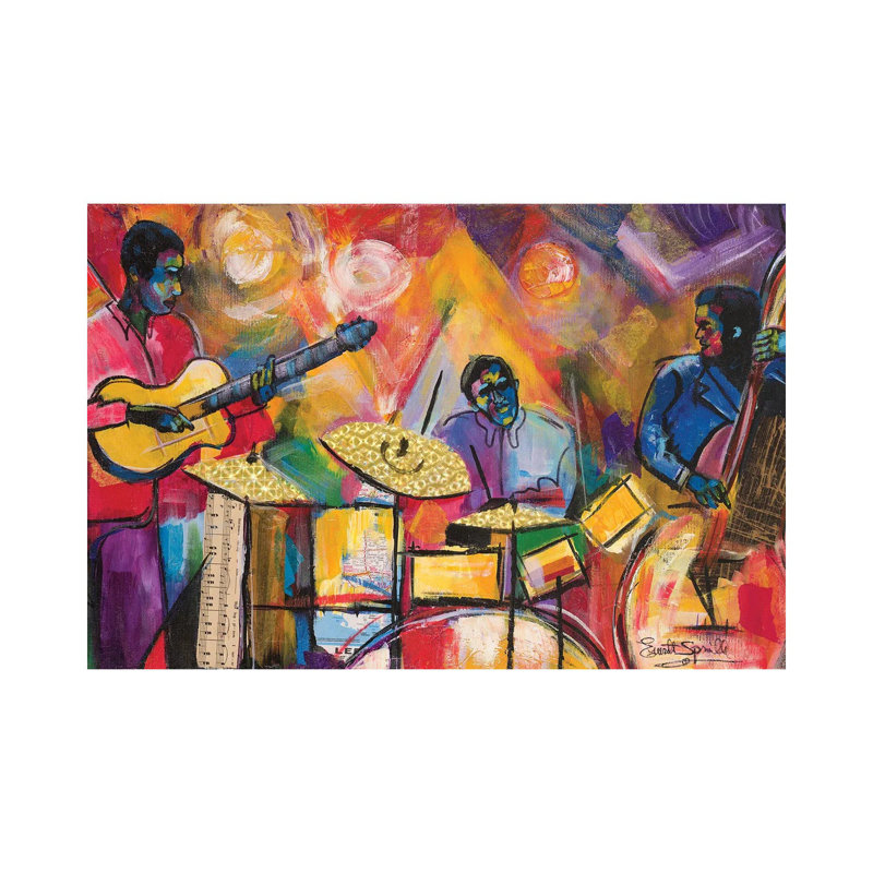 Jazz Trio by Everett Spruill - Wrapped Canvas Painting, 101.6 cm H x 66.04 cm W