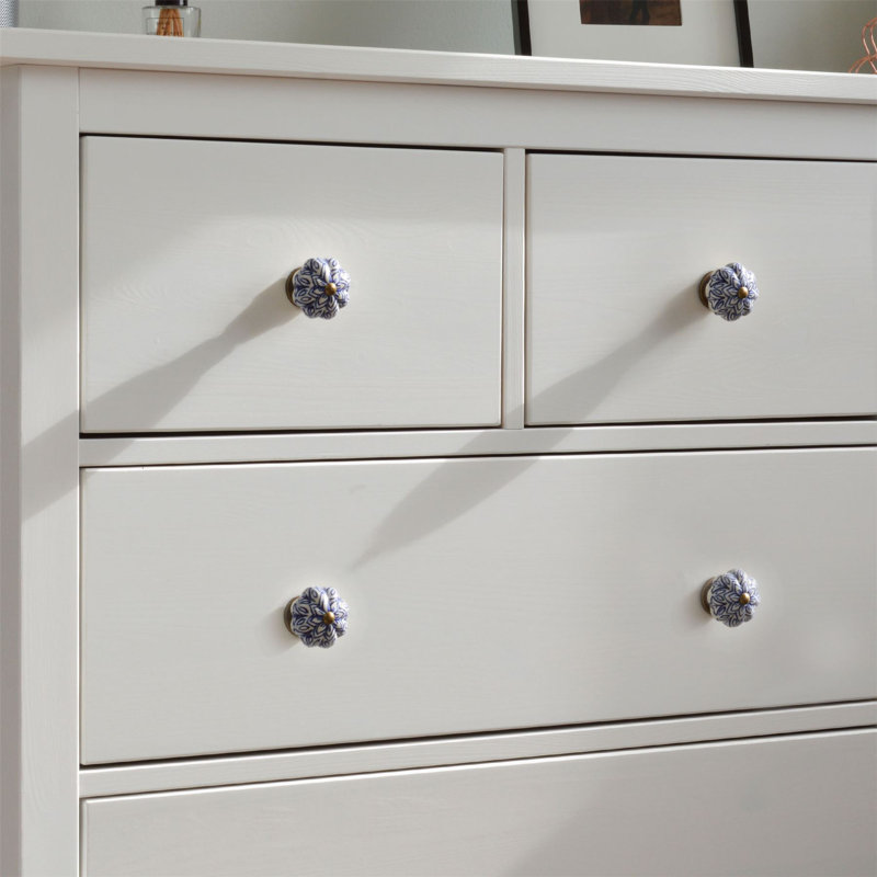 Nicola Spring - Floral Ceramic Cabinet Knobs, Dark Blue