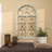 Wood Arched Window Inspired Scroll Light Blue Wall Decor with Metal Scrollwork Relief
