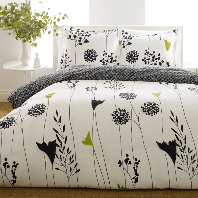 Ensemble de housse de couette réversible Aderito, Housse simple et 1 taie décorative
