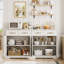 Buffet de style campagnard moderne – 4 portes et 4 tiroirs – Grand espace de rangement pour la salle à manger – Poignées dorées – Idéal pour la cuisine, le salon ou l'entrée-447721957