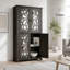Buffet durable en panneau de fibres à densité moyenne brun foncé avec 4 portes en miroir et tablettes réglables pour un rangement polyvalent