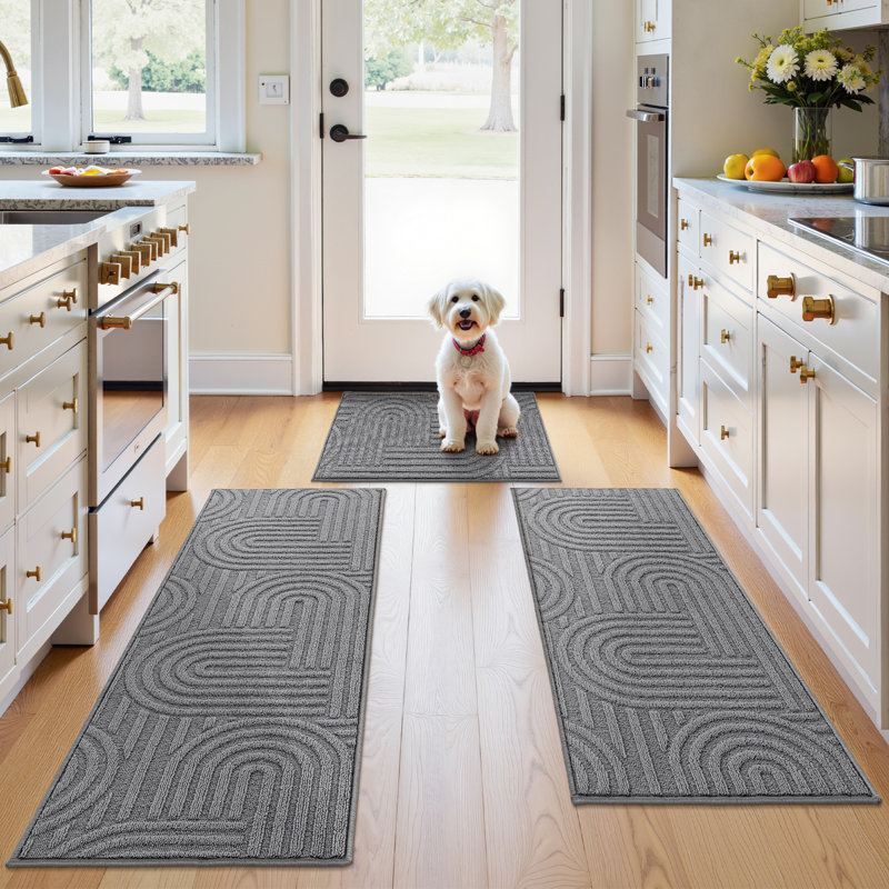 Tapis de cuisine antidérapants antidérapants (ensemble de 3), Gris