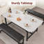 Ensemble de table et de chaises de salle à manger extensibles de 160 cm pour 4 à 6 personnes, table de cuisine rectangulaire avec 2 banquettes rembourrées, gain de place, structure en métal de style industriel, idéal pour un appartement ou une salle à manger, marbre blanc