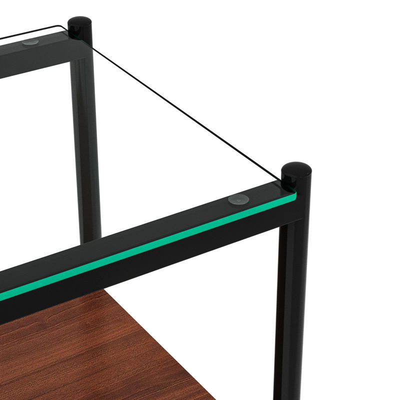 Ensemble de 2 tables de bout rectangulaires, plateau en verre trempé avec panneau de fibres à densité moyenne, Transparent