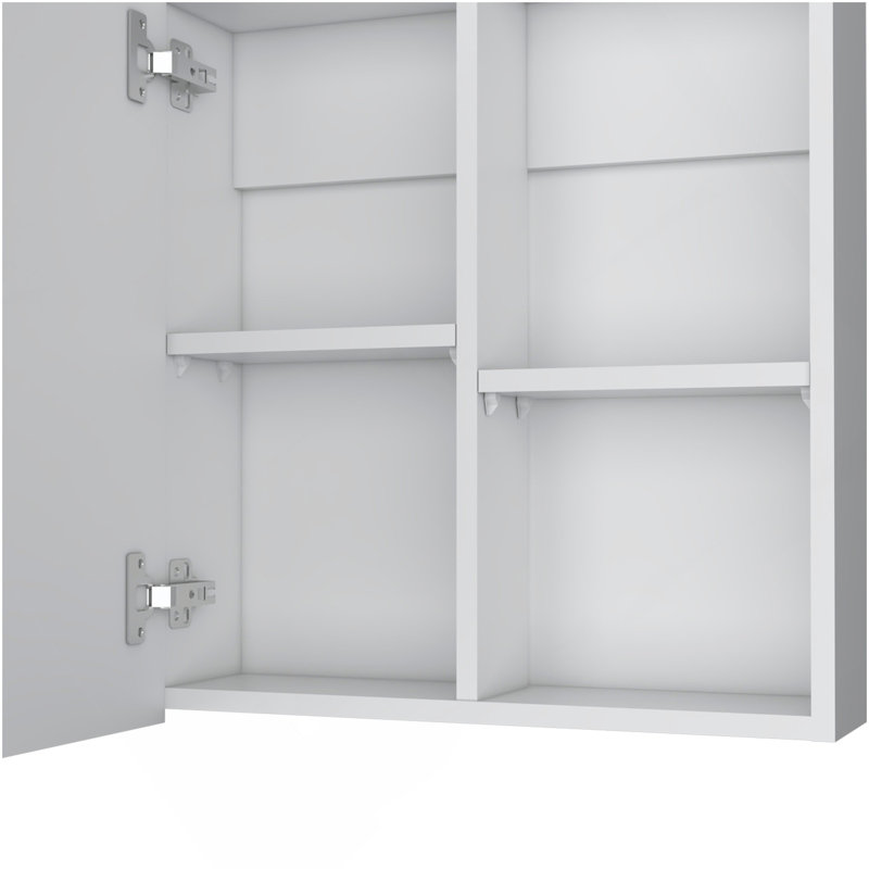 Pharmacie H 21,1 po, 1 porte, 4 tablettes, 1 miroir, blanc, Blanc