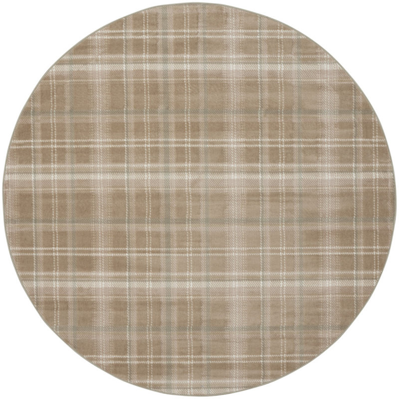 Tapis rond 8 pi taupe et ivoire
