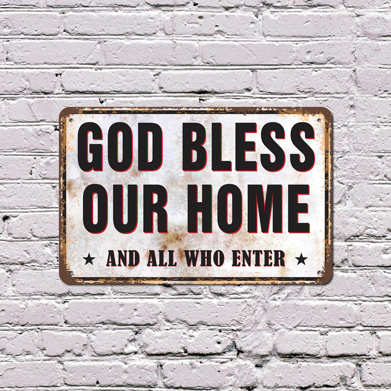 «God Bless Our Home Street» - enseigne en plastique 8 po x 12 po