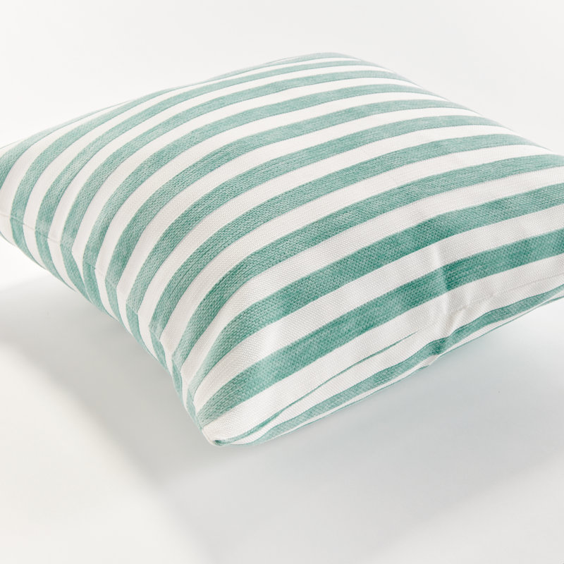 Seafoam and White Striped Square Indoor/Outdoor Pillow 20"