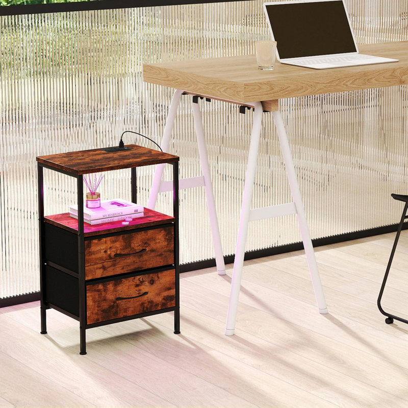 40cm W Metal Bedside Table