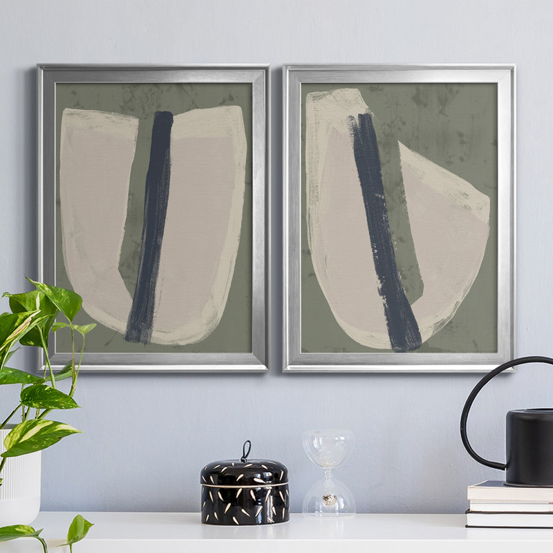 «Paper Slice III», ensemble de 2 peintures sur toile encadrées, Argent, H 30,5 po x l 22,5 po x P 1 po